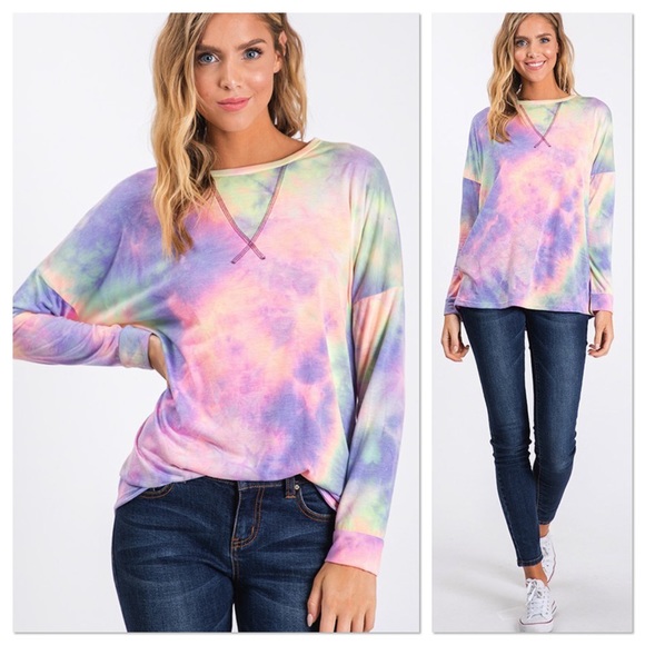 Purple Multi Tie Dye Print Top - Picture 3 of 5